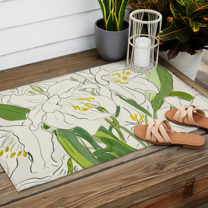 Garden Lilies  Outdoor Rug Gallery Image 2