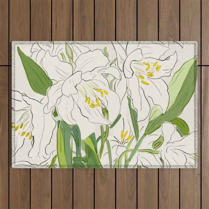 Garden Lilies  Outdoor Rug Gallery Image 1