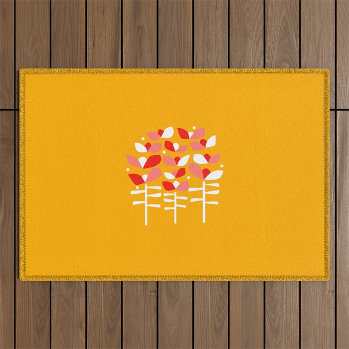 Florals Looking Up - Yellow Outdoor Rug Gallery Image 1