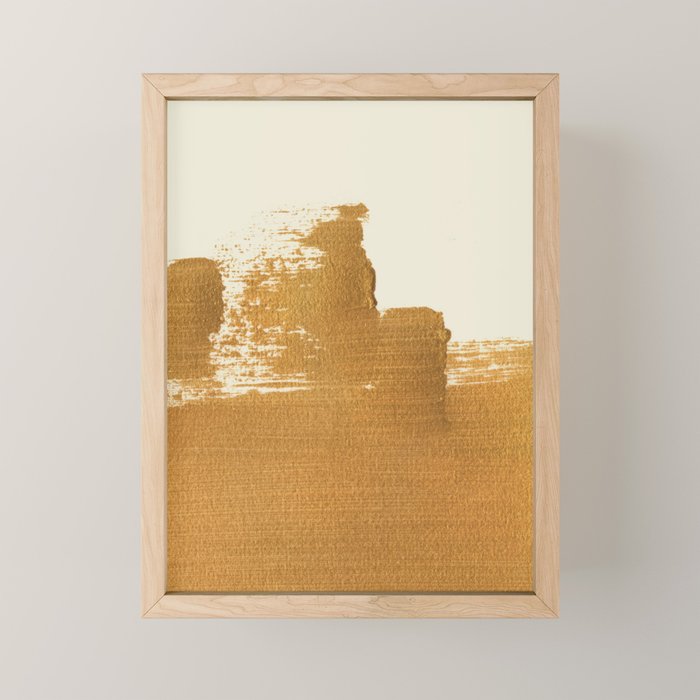 Abstract Paint Brush Stroke 2 - Gold Mini Art Print Gallery Image 1