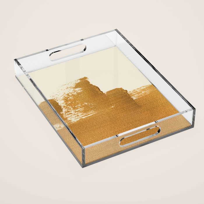 Abstract Paint Brush Stroke 2 - Gold Acrylic Tray Gallery Image 1