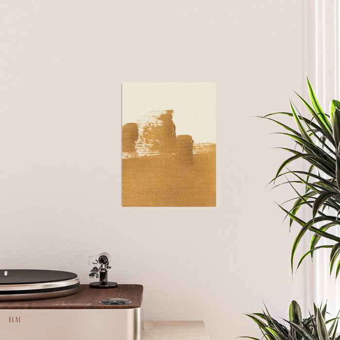 Abstract Paint Brush Stroke 2 - Gold Poster Gallery Image 2