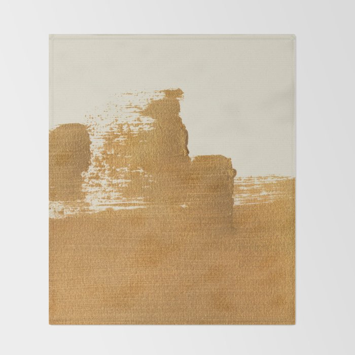 Abstract Paint Brush Stroke 2 - Gold Throw Blanket Gallery Image 2