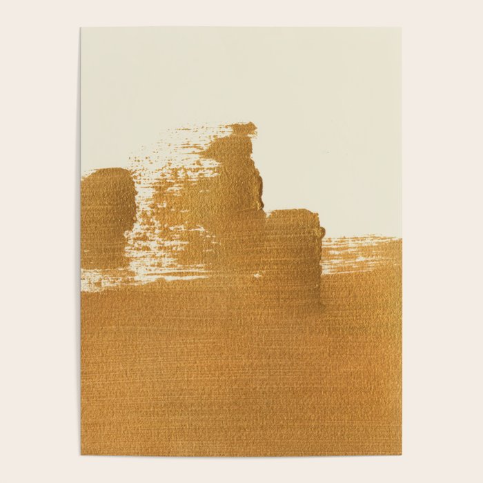 Abstract Paint Brush Stroke 2 - Gold Poster Gallery Image 1