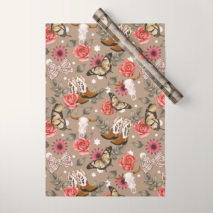 Cowboy Spirit Blooms Wrapping Paper Gallery Image 1