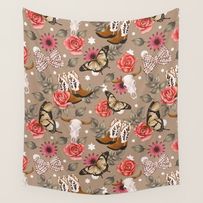 Cowboy Spirit Blooms Wall Tapestry Gallery Image 1