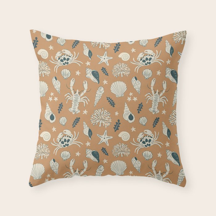Crustaceans Seashells Throw Pillow Gallery Image 6