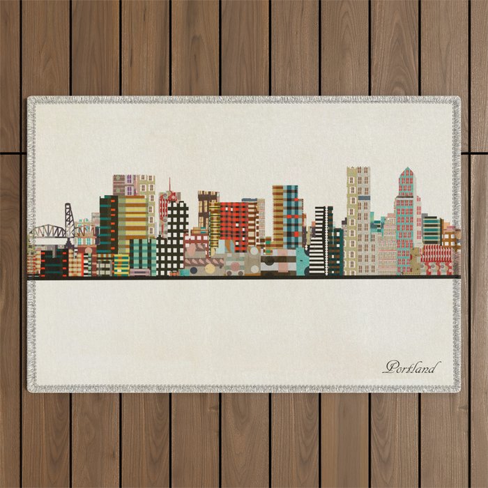 portland skyline Outdoor Rug Gallery Image 1