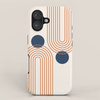 Mid Century Modern Geometric 195 in Navy Blue Orange iPhone Case Gallery Image 1