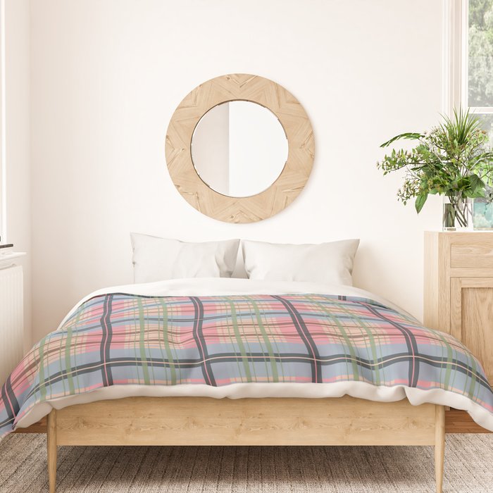 Pastel Tartan Delight Duvet Cover Gallery Image 3
