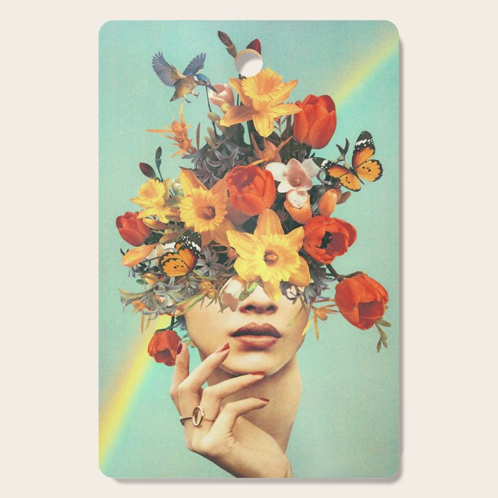 Baby's in bloom - Rainbow, flowers, birds,  butterflies Cutting Board Gallery Image 1