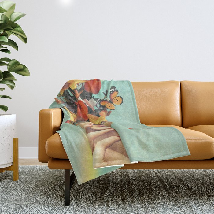 Baby's in bloom - Rainbow, flowers, birds,  butterflies Throw Blanket Gallery Image 1