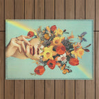 Baby's in bloom - Rainbow, flowers, birds,  butterflies Outdoor Rug Gallery Image 1