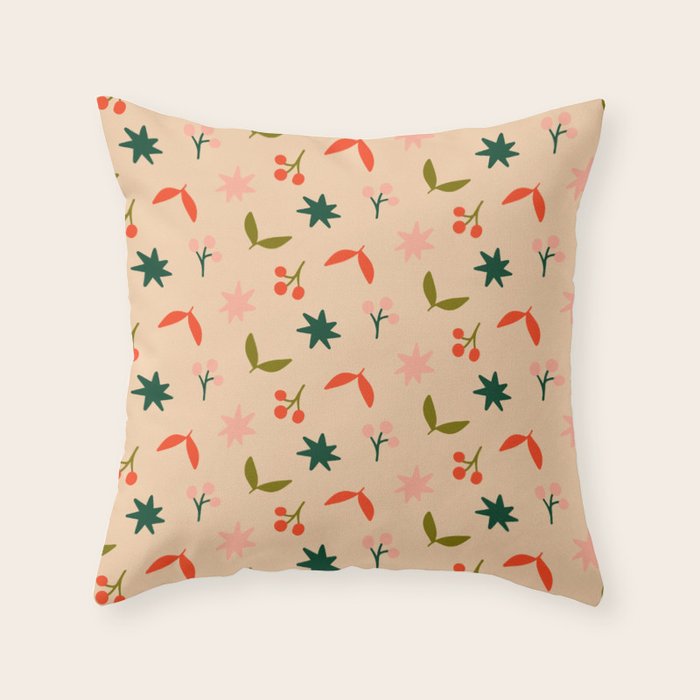 Festive Harmony - seamless Christmas pattern Throw Pillow Gallery Image 1