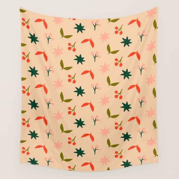 Festive Harmony - seamless Christmas pattern Wall Tapestry Gallery Image 1