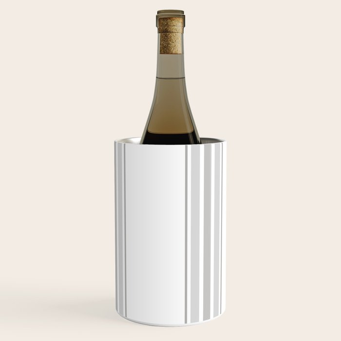 Farmhouse Ticking Stripes in Gray on White Wine Chiller Gallery Image 2