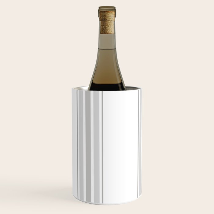 Farmhouse Ticking Stripes in Gray on White Wine Chiller Gallery Image 3