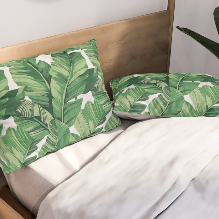 Tropical banana leaves V Pillow Sham Gallery Image 2