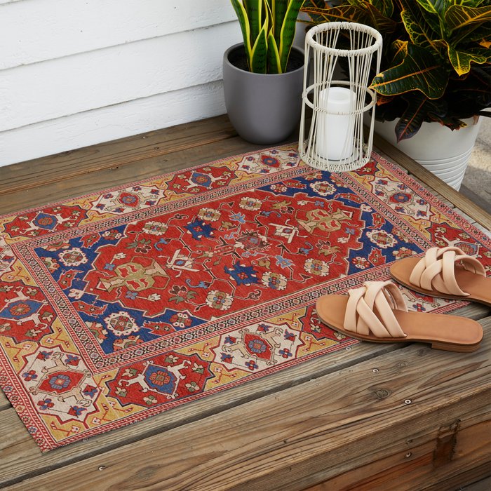 Antique Turkish Warm Brick Red Anatolian Oushak  Outdoor Rug Gallery Image 2