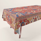 Antique Turkish Warm Brick Red Anatolian Oushak  Tablecloth Gallery Image 1