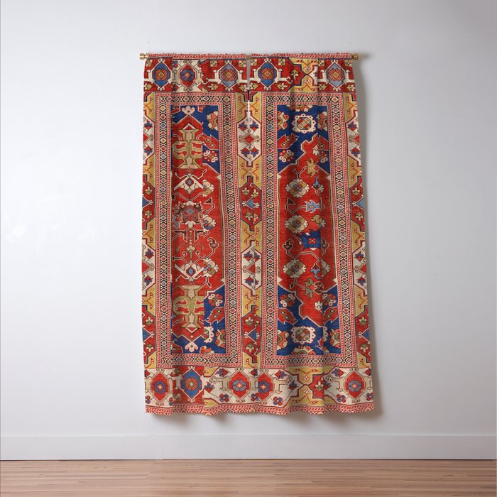 Antique Turkish Warm Brick Red Anatolian Oushak  Window Curtain Gallery Image 3