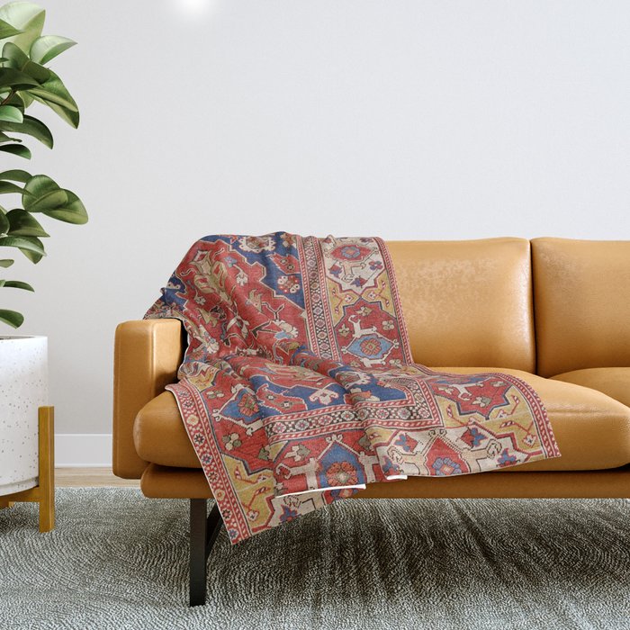 Antique Turkish Warm Brick Red Anatolian Oushak  Throw Blanket Gallery Image 1