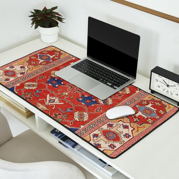 Antique Turkish Warm Brick Red Anatolian Oushak  Desk Mat Gallery Image 2