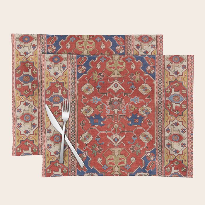 Antique Turkish Warm Brick Red Anatolian Oushak  Placemat Gallery Image 1