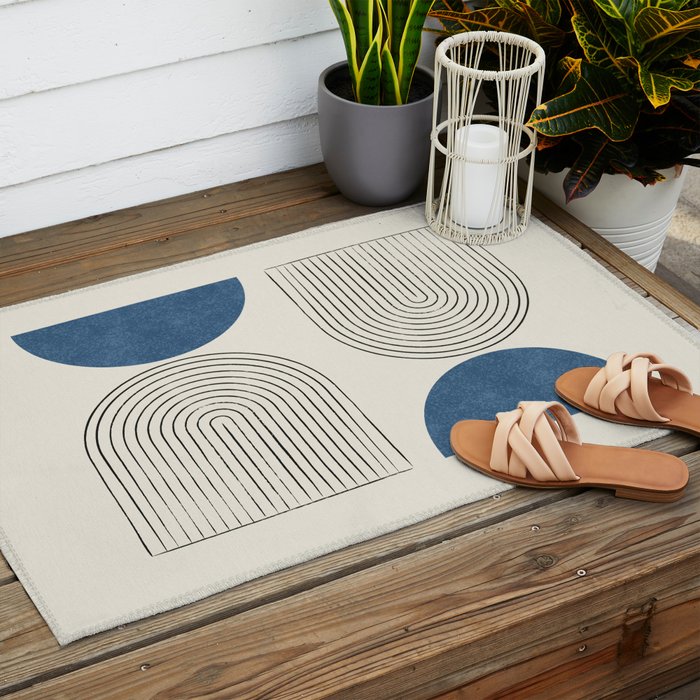 Arch Balance Blue Outdoor Rug Gallery Image 2