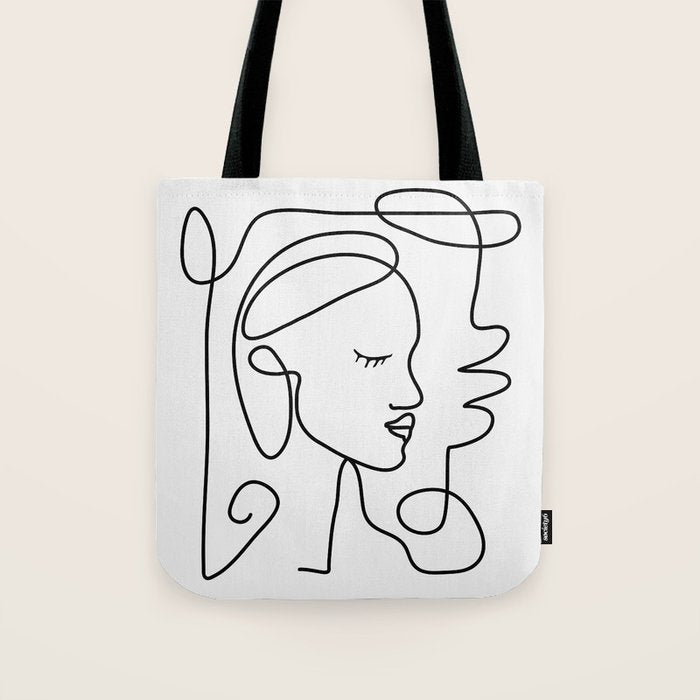 One Line Portrait 1 Tote Bag Gallery Image 1