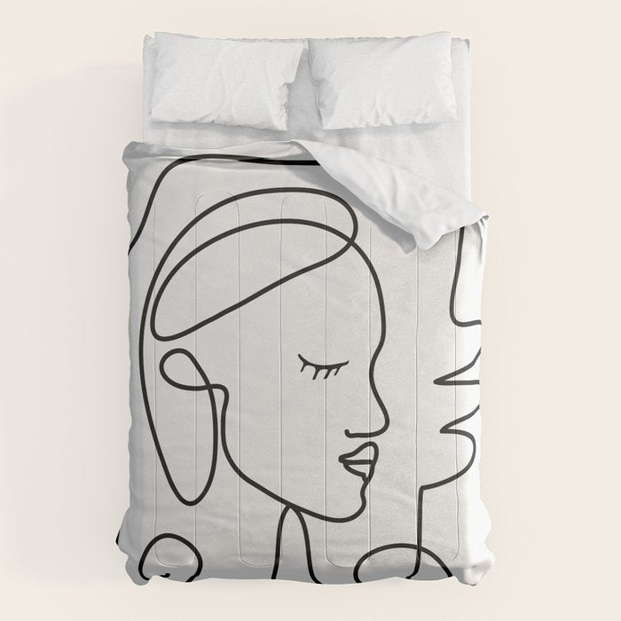 One Line Portrait 1 Comforter Gallery Image 6