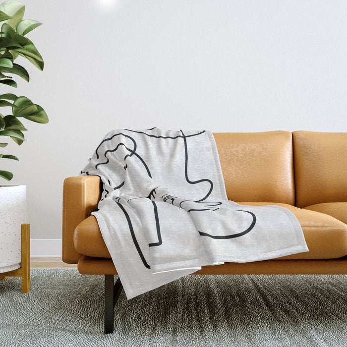 One Line Portrait 1 Throw Blanket Gallery Image 1