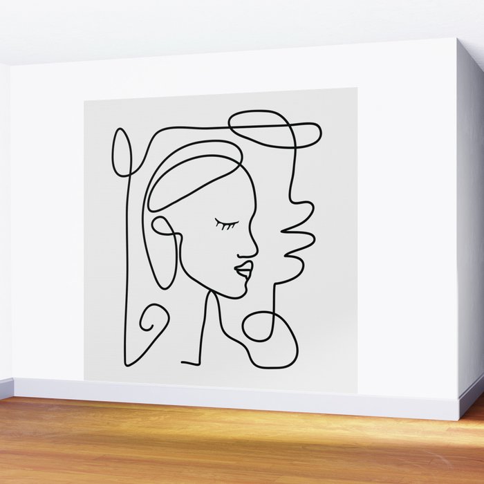 One Line Portrait 1 Wall Mural Gallery Image 2