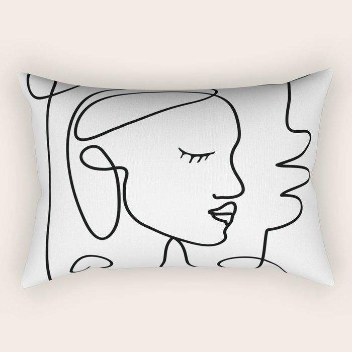 One Line Portrait 1 Rectangular Pillow Gallery Image 1