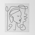 One Line Portrait 1 Throw Blanket Gallery Image 2