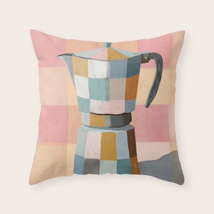 Patchwork Moka Pot Throw Pillow Gallery Image 6