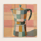 Patchwork Moka Pot Wood Wall Art Gallery Image 1