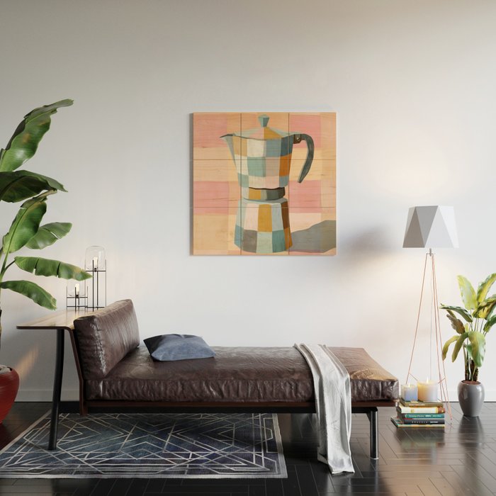 Patchwork Moka Pot Wood Wall Art Gallery Image 2