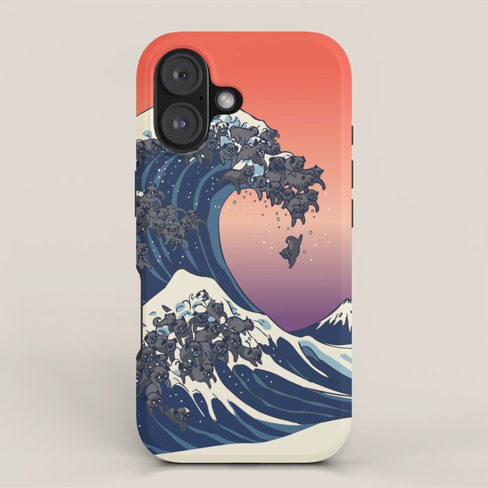 The Great Wave of Black Pug iPhone Case Gallery Image 1