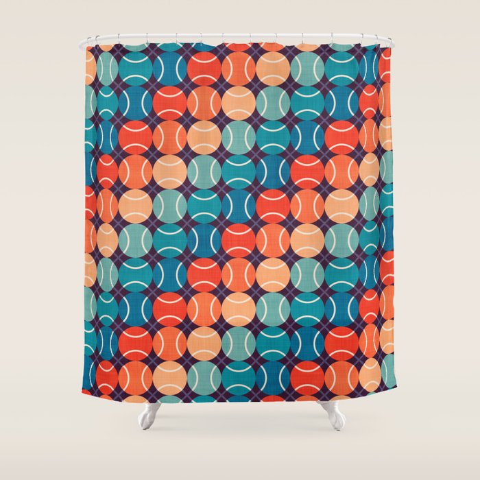 Retro Tennis 70s Rainbow Shower Curtain Gallery Image 1