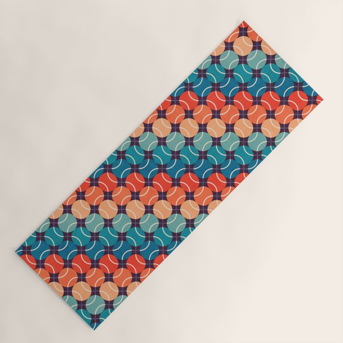 Retro Tennis 70s Rainbow Yoga Mat Gallery Image 1