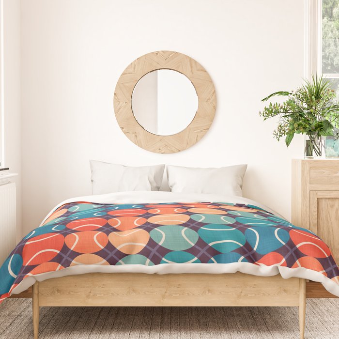 Retro Tennis 70s Rainbow Duvet Cover Gallery Image 3