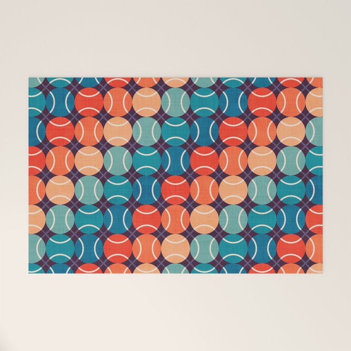 Retro Tennis 70s Rainbow Welcome Mat Gallery Image 1