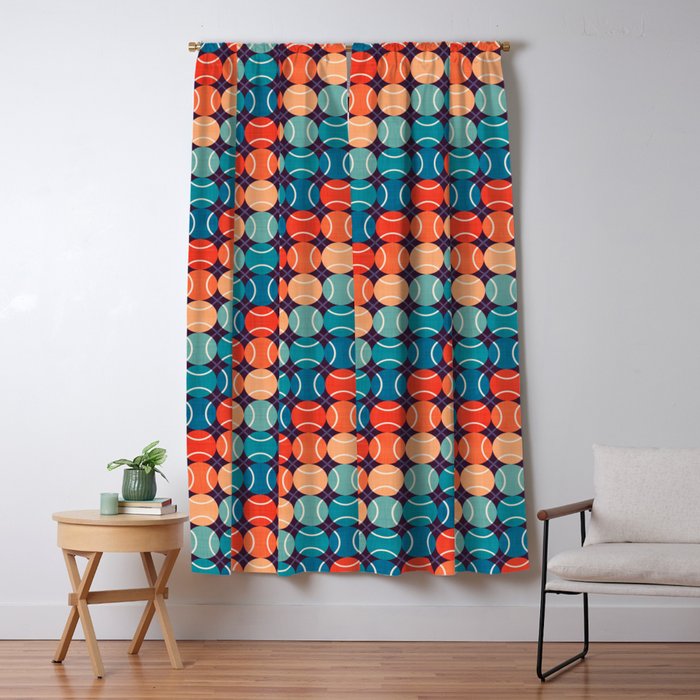 Retro Tennis 70s Rainbow Window Curtain Gallery Image 1