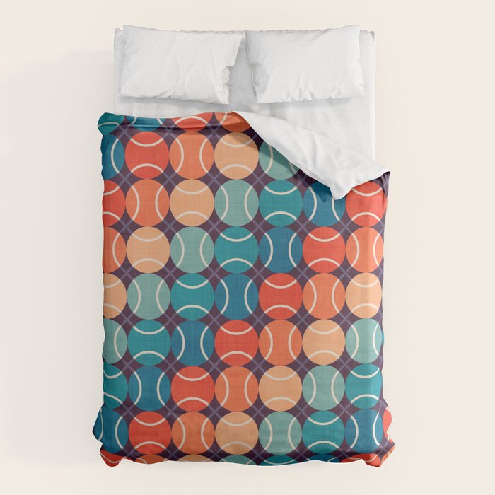 Retro Tennis 70s Rainbow Duvet Cover Gallery Image 1