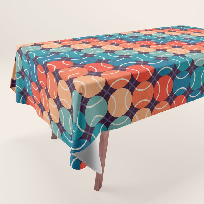 Retro Tennis 70s Rainbow Tablecloth Gallery Image 1