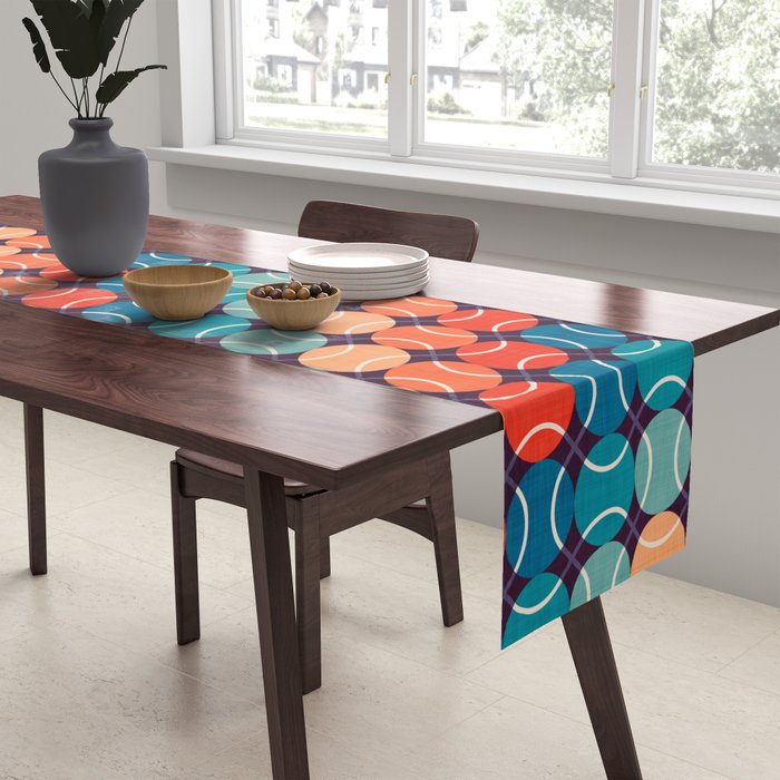 Retro Tennis 70s Rainbow Table Runner Gallery Image 2