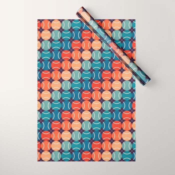 Retro Tennis 70s Rainbow Wrapping Paper Gallery Image 1