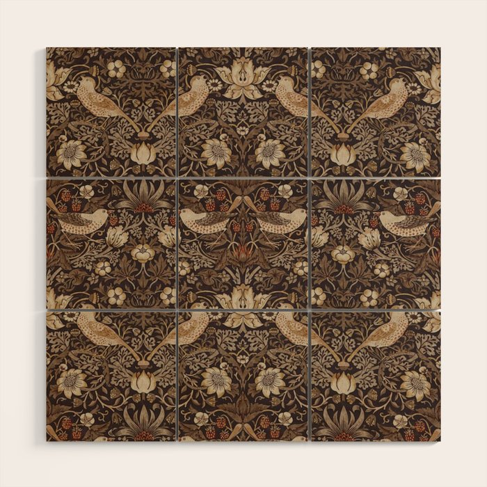 William Morris strawberry thief design Wood Wall Art Gallery Image 1