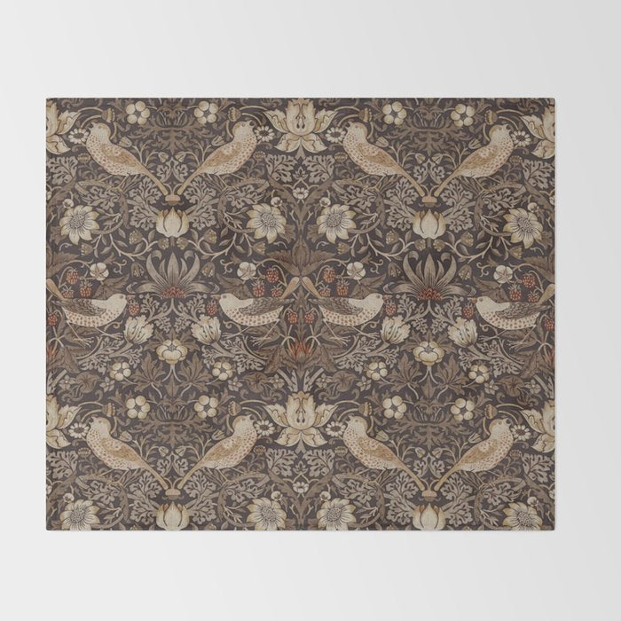 William Morris strawberry thief design Throw Blanket Gallery Image 2